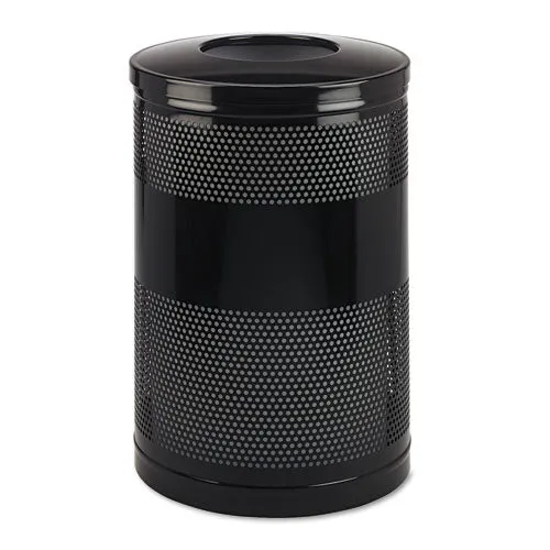 Classics Perforated Open Top Receptacle, 51 Gal, Steel, Black