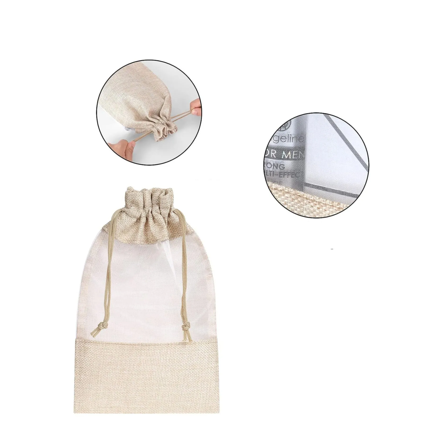 (Set of 10) 18x13cm Jute Gift Bag Gift Bag with Drawstring / Window - Nature